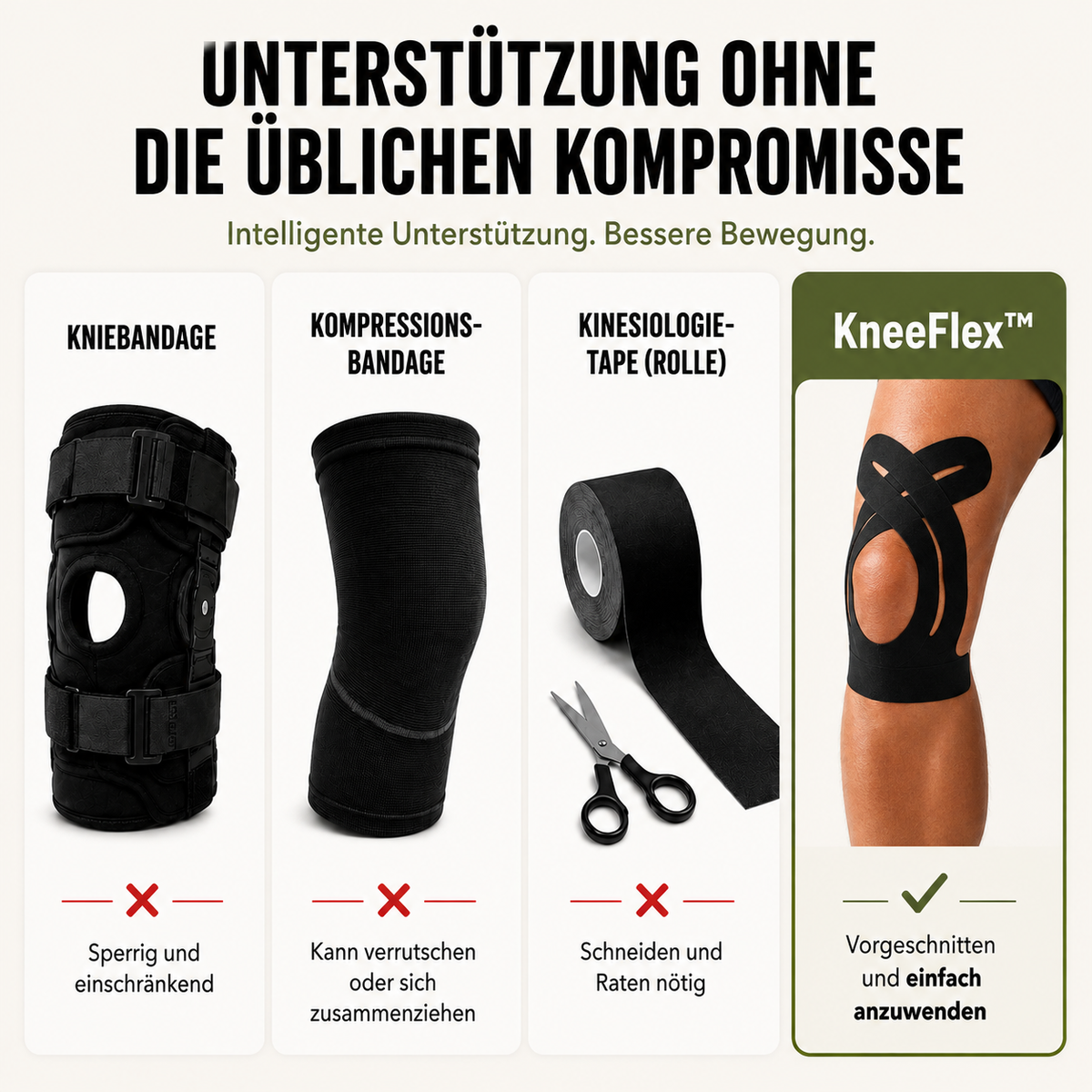 FlexKnee™ – Vorgeschnittenes Knie-Support-Tape